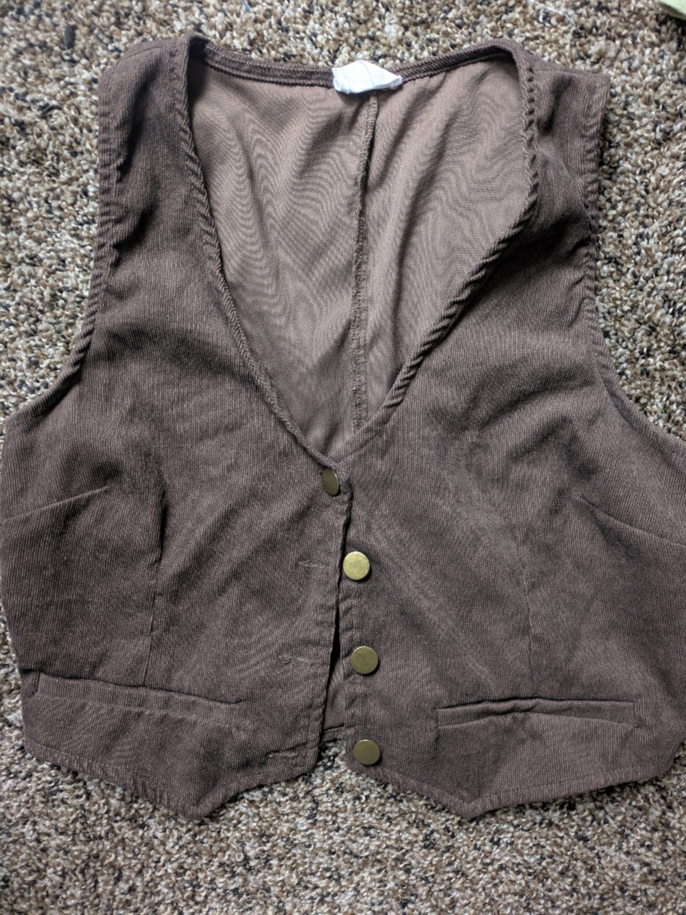 Brown Corduroy Button Vest